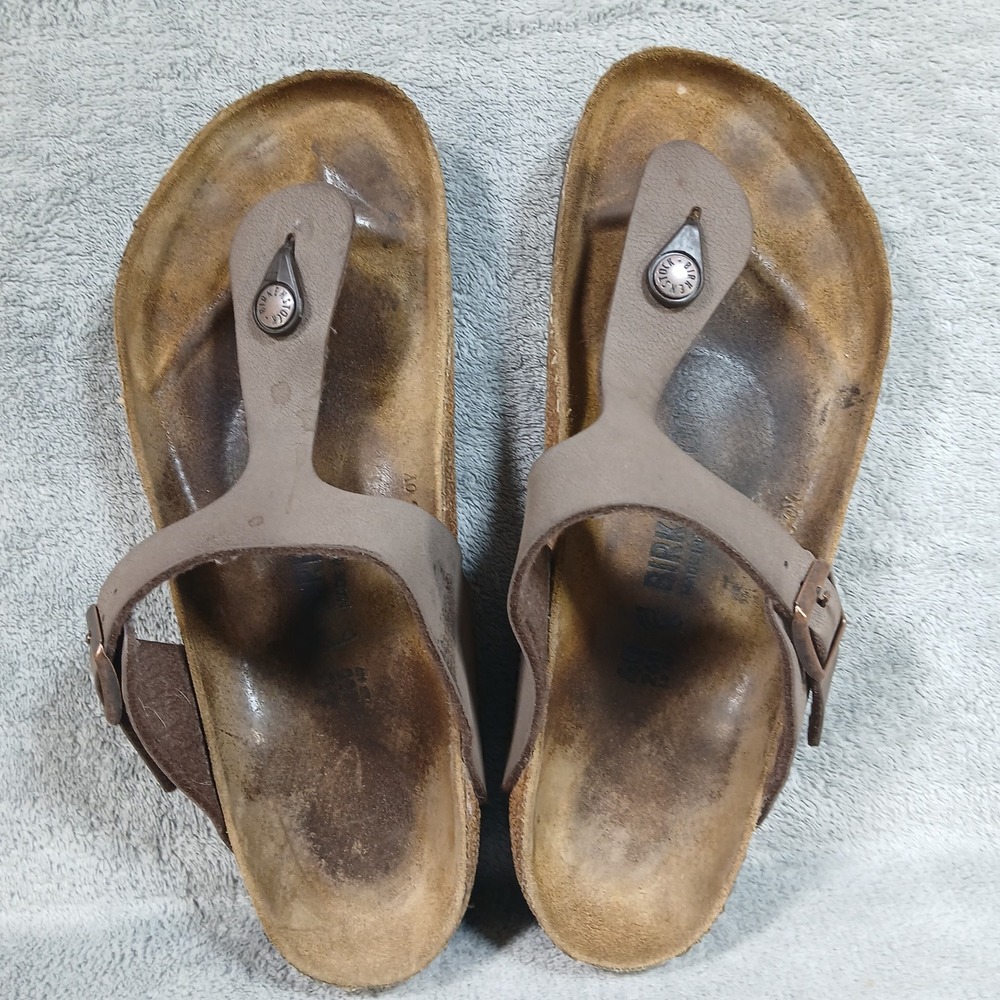 Birkenstock Sandals Women's 9 Men's 7 Gizeh Thong Mocha Brown Birko-Flor - Picture 4 of 9